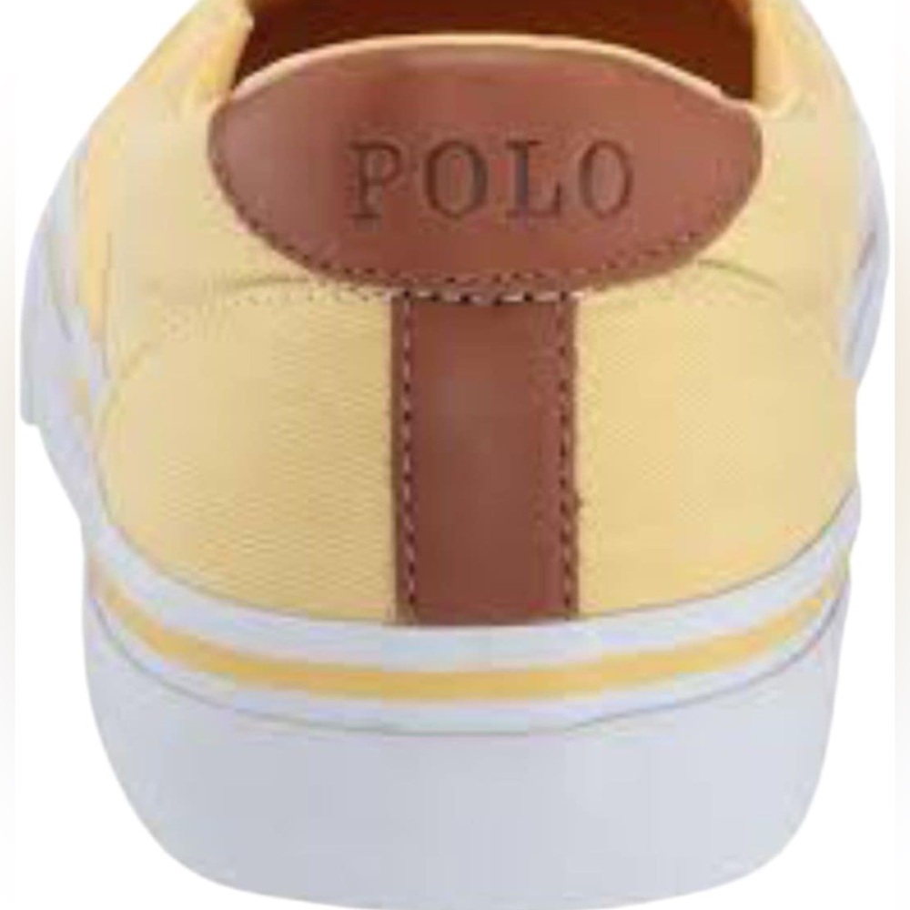 BNWT Polo by Ralph Lauren Tompson Yellow Washed Twill Slip-On Sneakers - Picture 7 of 8